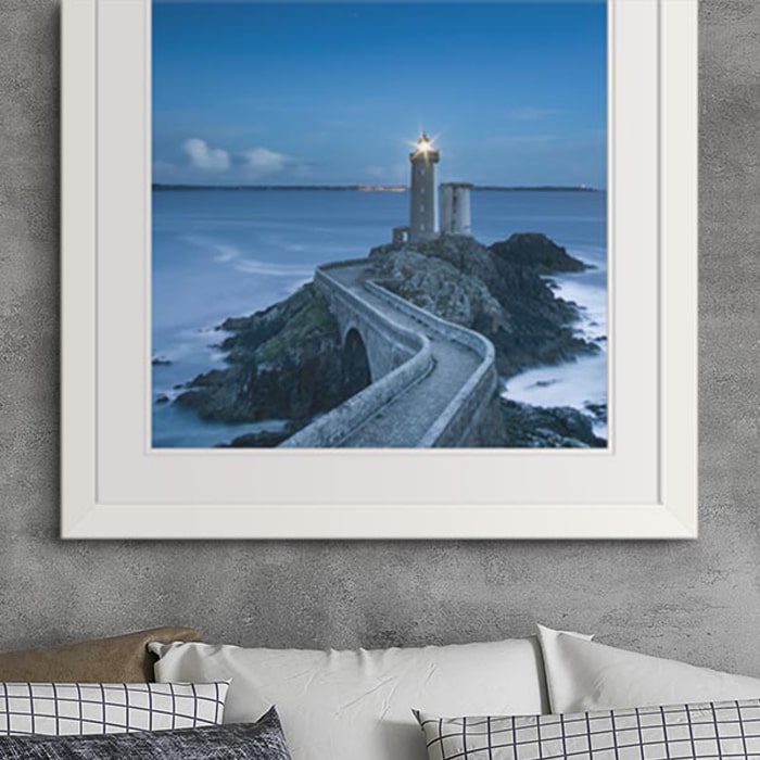 Comtemporary framed poster with lighthouse photo