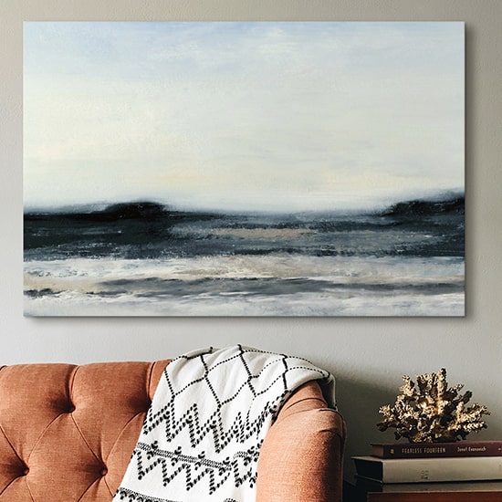 Stretched canvas large artwork print in family room