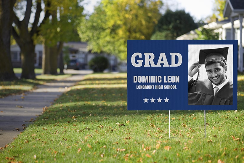 Yard sign printed on heavy duty, weather-resistant corrugated plastic