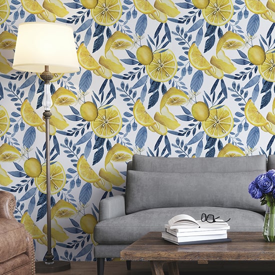 Custom designed removable wallpaper for living room