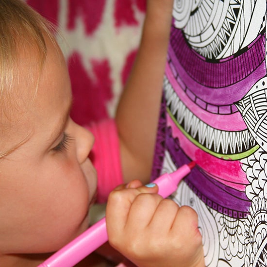 Low odor Phthlate-free material, safe for coloring with markers and crayons