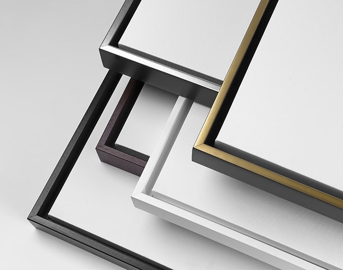 Floating frames in white, gold, silver, black and brown