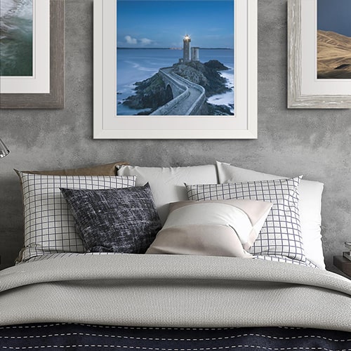 Comtemporary framed poster with lighthouse photo