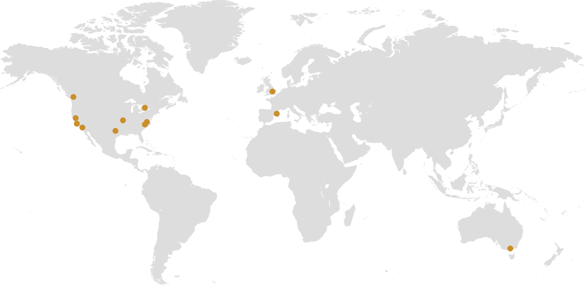 Sensaria Global Map Global map with Sensaria locations