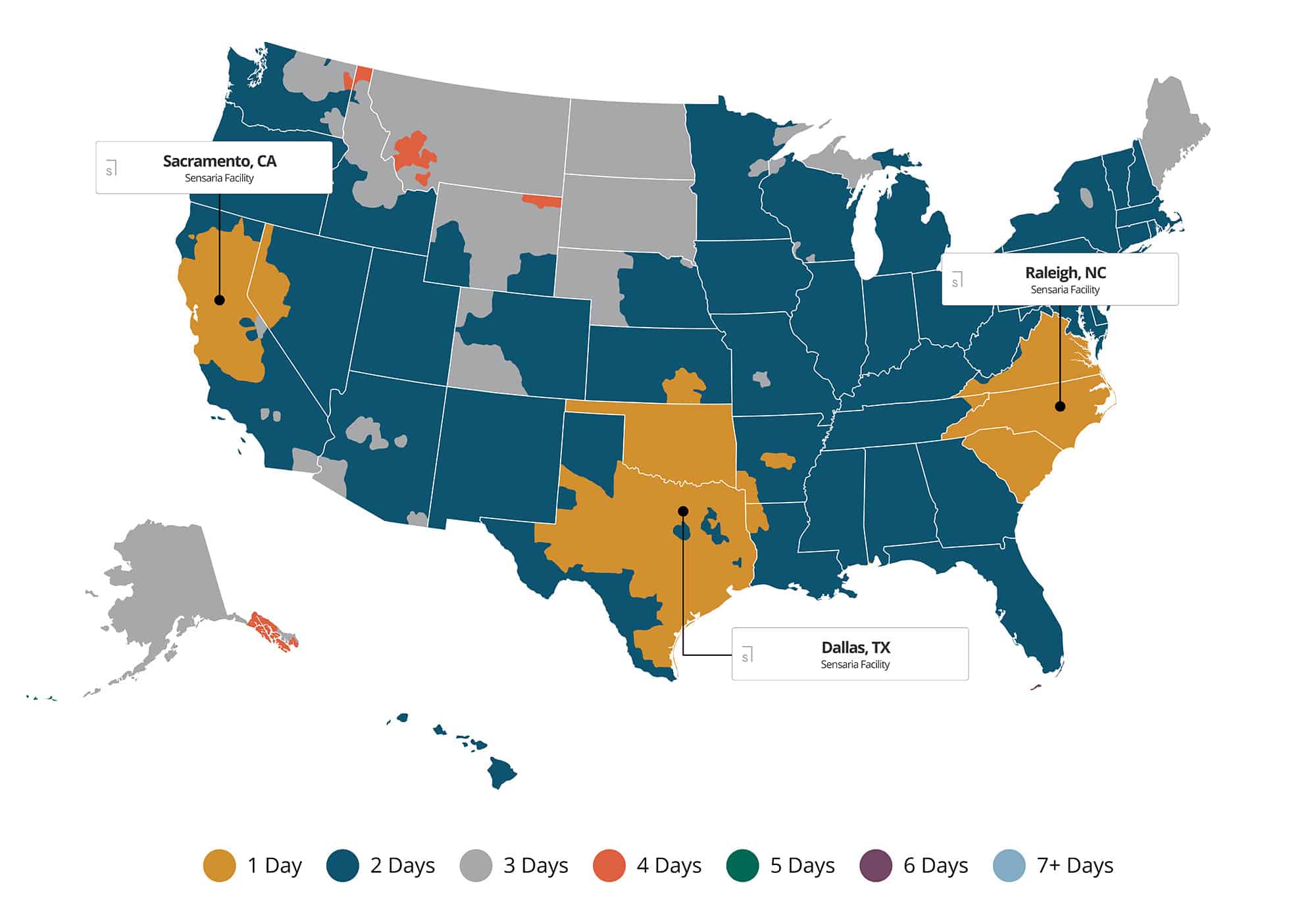 Sensaria United States Map