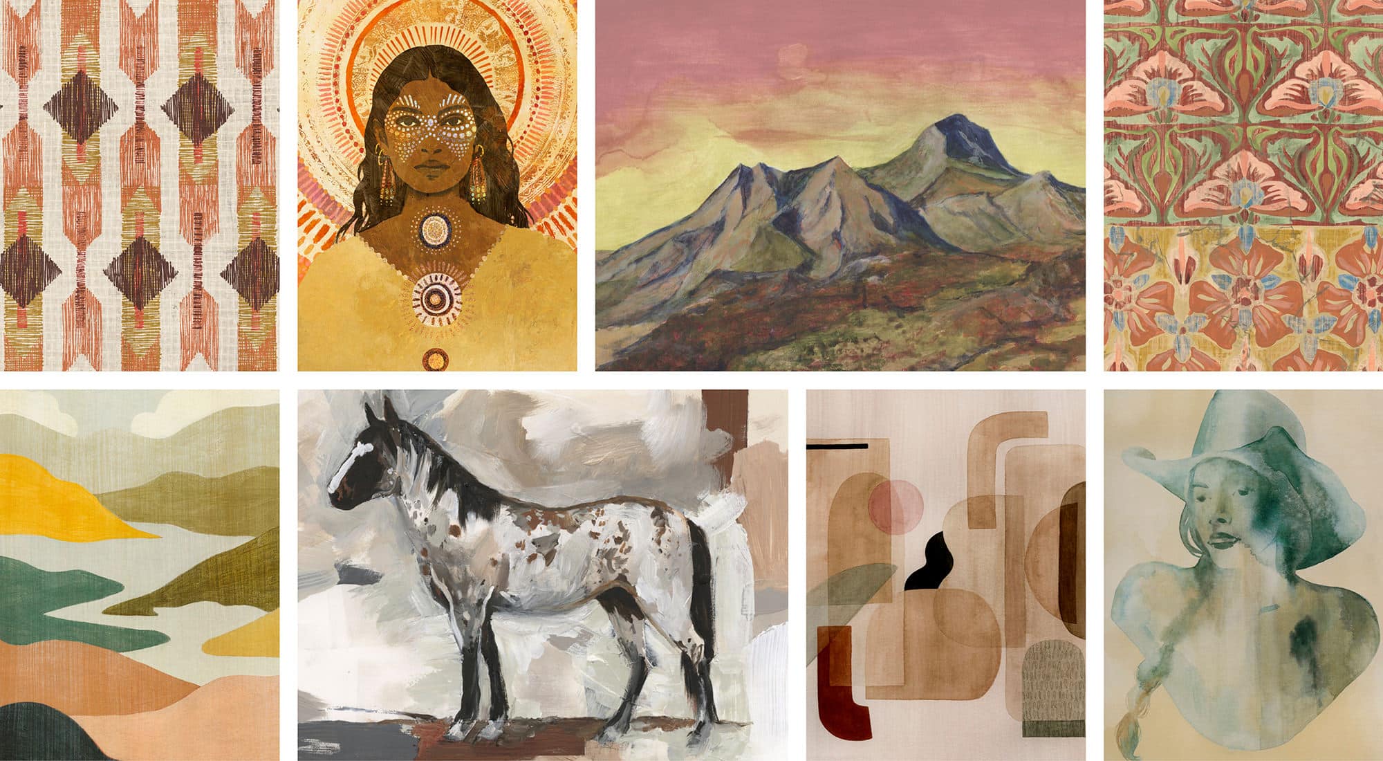 Designing for Storytelling and Brand Identity | Sensaria collection of images showing storytelling including a horse mountain, and woman